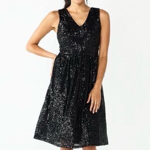 Draper James RSVP Black Sequin Party Dress Womens 6